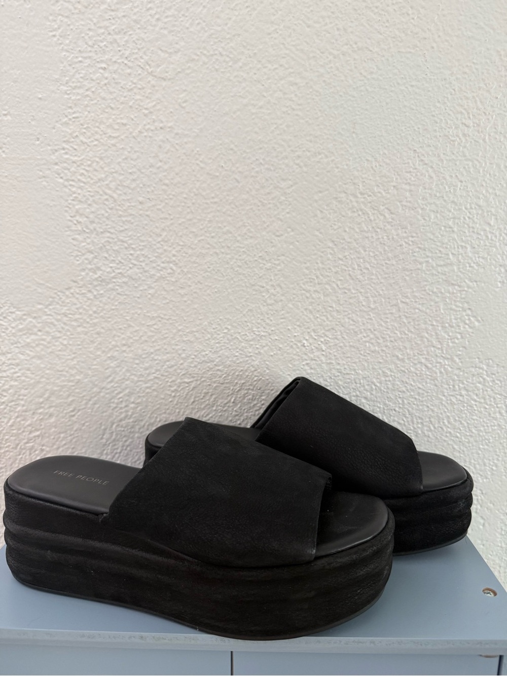 Free People Harbor Black Platform Slide Sandals Size EU 37.5 US 7 Chunky